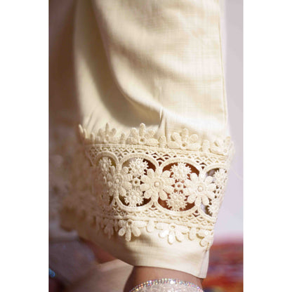 Beige Embroidered Pallazo