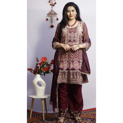 Zehra Wine Anarkali Set