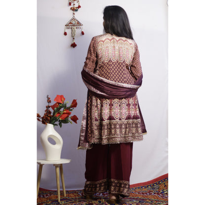 Zehra Wine Anarkali Set