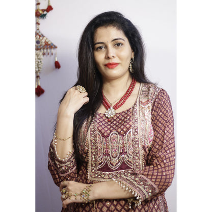 Zehra Wine Anarkali Set