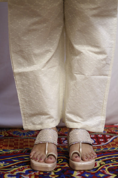 Beige Embroidered Co-ord Set