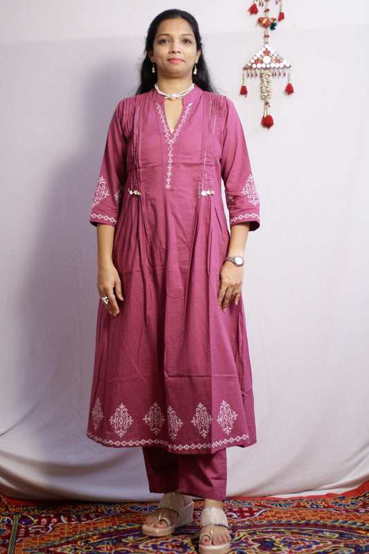 Purple Embroidered Co-ord Set