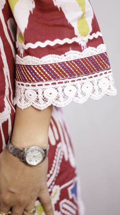 Deep Maroon Embroidered Suit Set