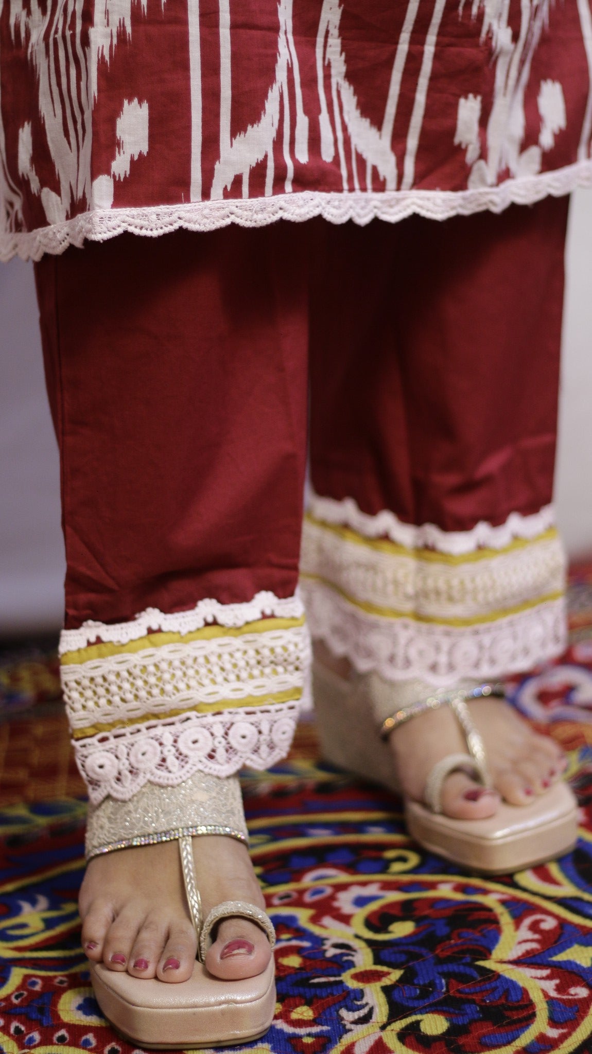 Deep Maroon Embroidered Suit Set