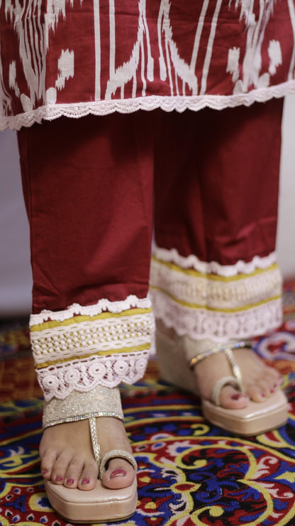 Deep Maroon Embroidered Suit Set