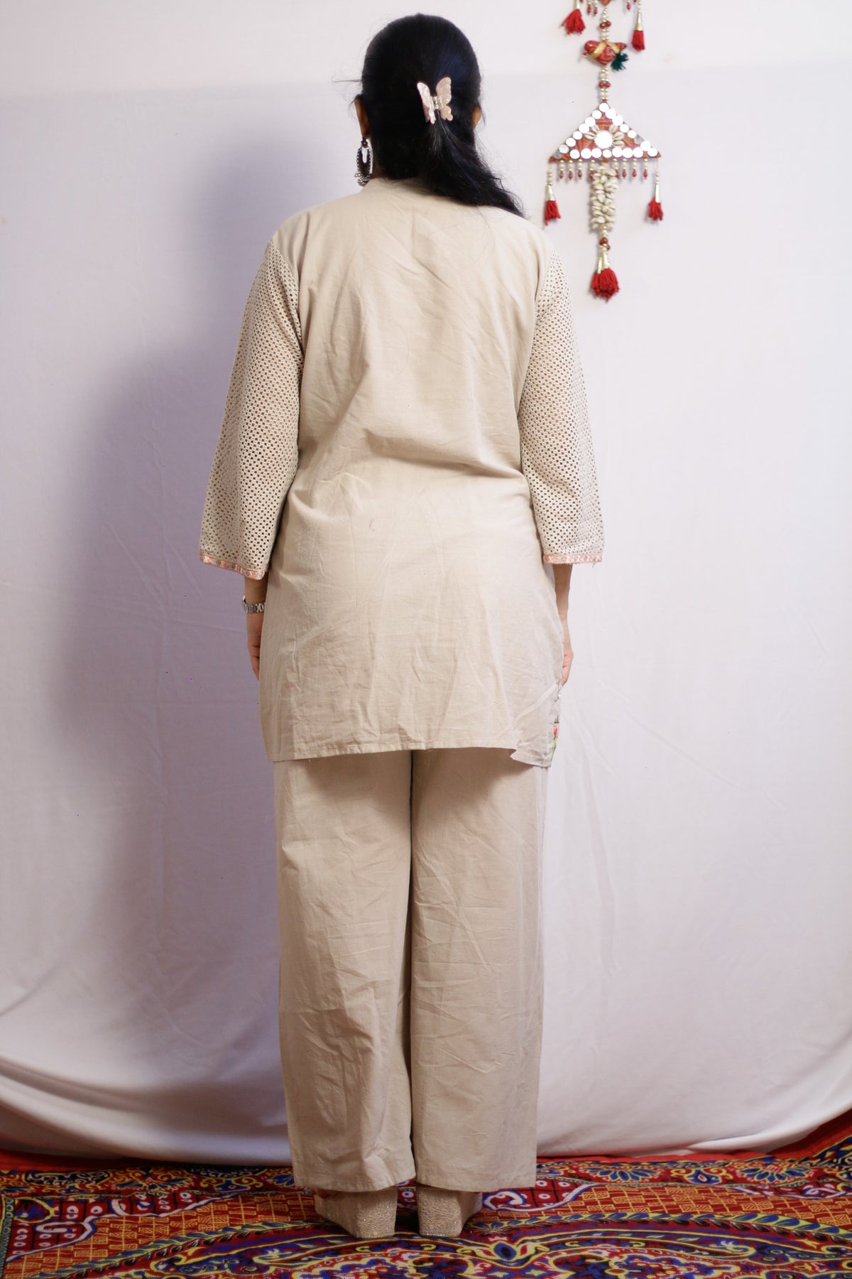 Safar Taupe Embroidered Co-ord Set