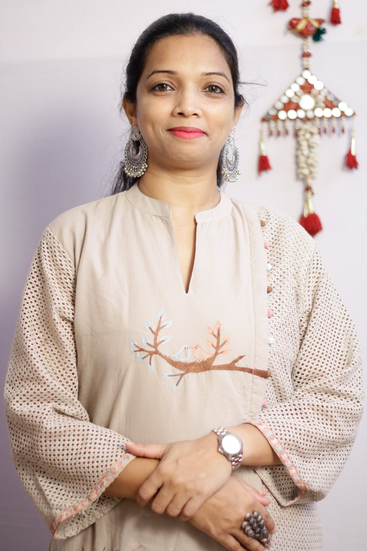 Safar Taupe Embroidered Co-ord Set