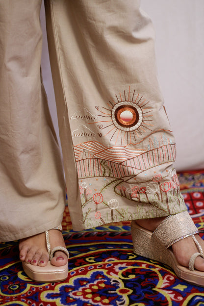 Safar Taupe Embroidered Co-ord Set