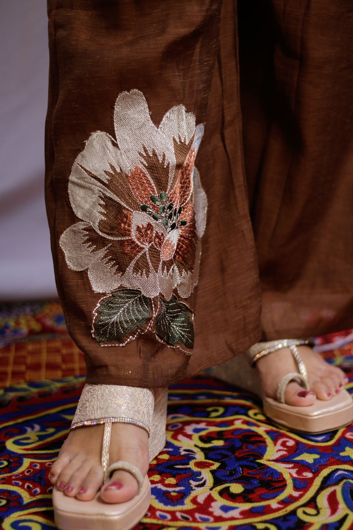 Brown Embroidered Co-ord Set