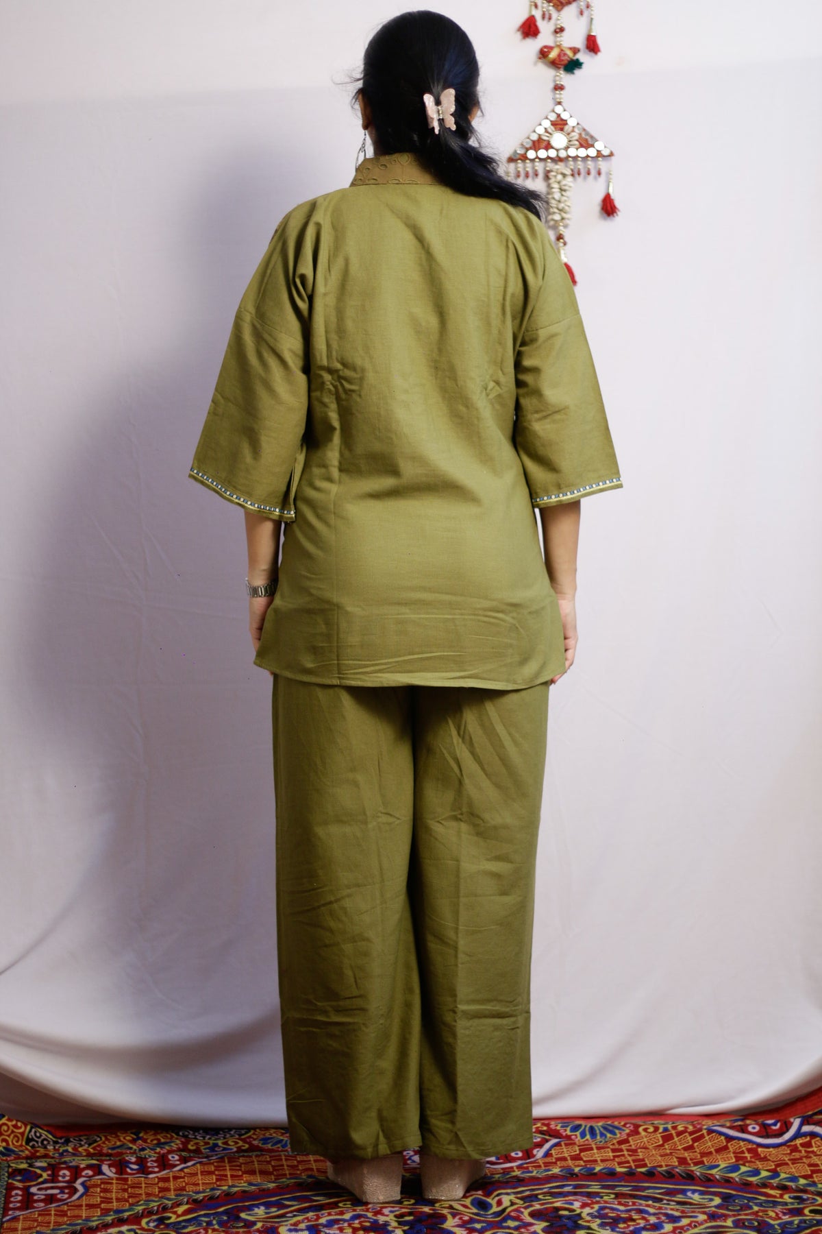 Mehndi Green Embroidered Co-ord Set