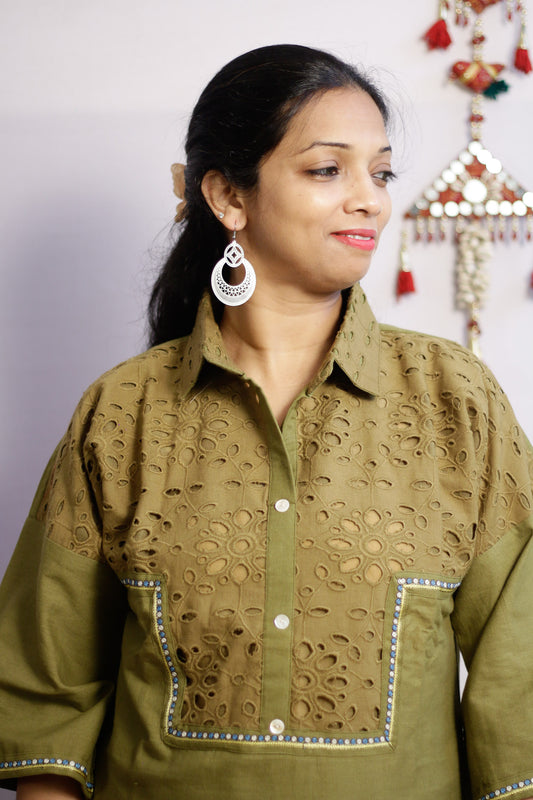 Mehndi Green Embroidered Co-ord Set