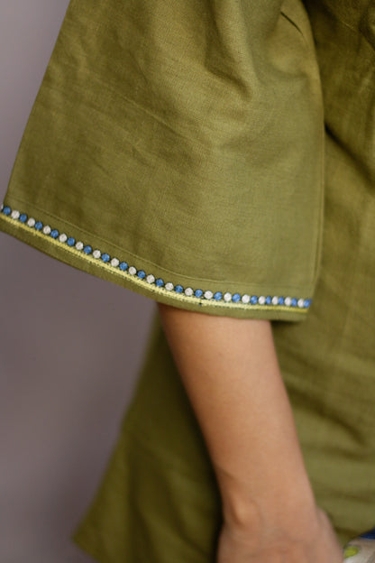 Mehndi Green Embroidered Co-ord Set