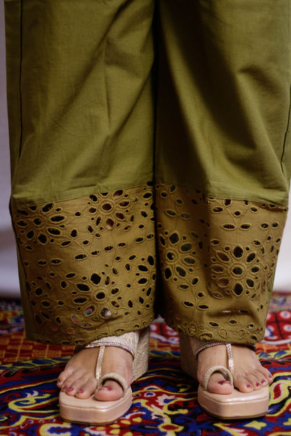 Mehndi Green Embroidered Co-ord Set