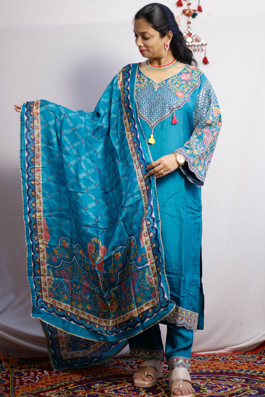 Rama Green Embroidered Suit Set