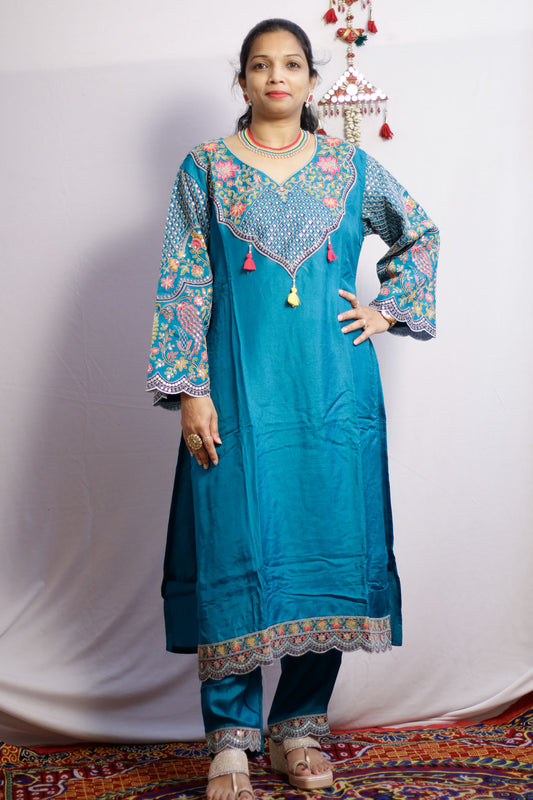 Rama Green Embroidered Suit Set