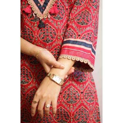 Tara Wine Embroidered Co-ord Set