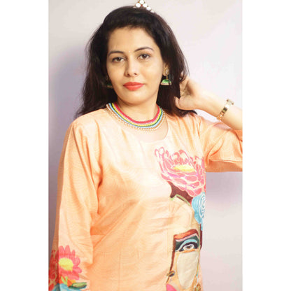 Desi Peach Embroidered Co-ord Set