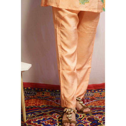 Desi Peach Embroidered Co-ord Set