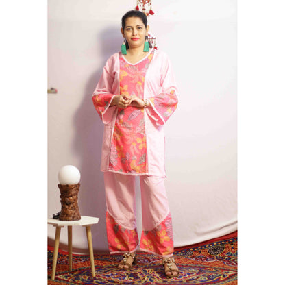 Schiffli Pink Embroidered Co-ord Set