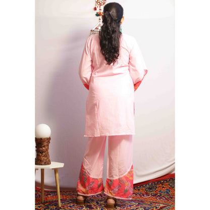 Schiffli Pink Embroidered Co-ord Set
