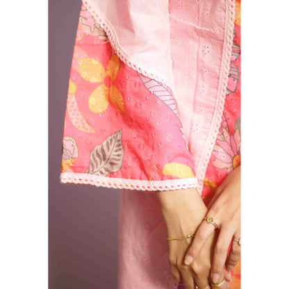 Schiffli Pink Embroidered Co-ord Set
