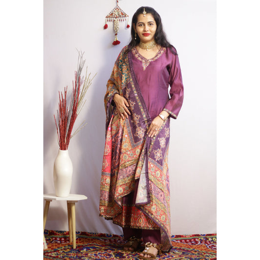 Purple Anarkali Suit Set