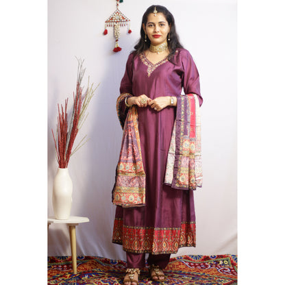 Purple Anarkali Suit Set