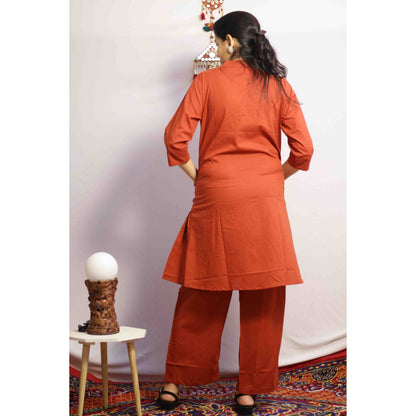 Diya Rust Embroidered Co-ord Set