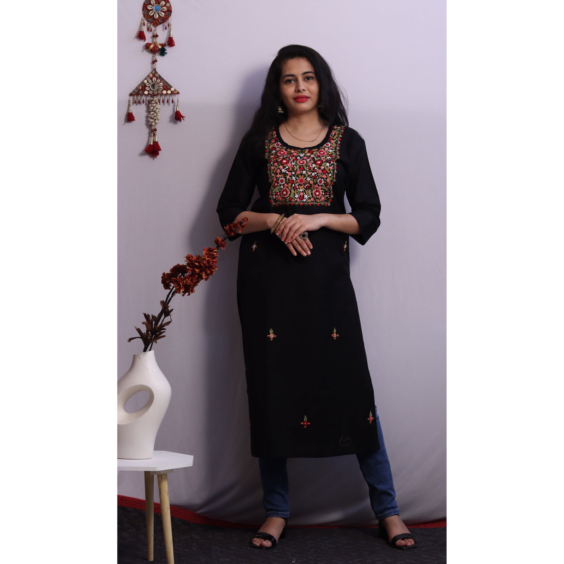 Black Embroidered Kurti