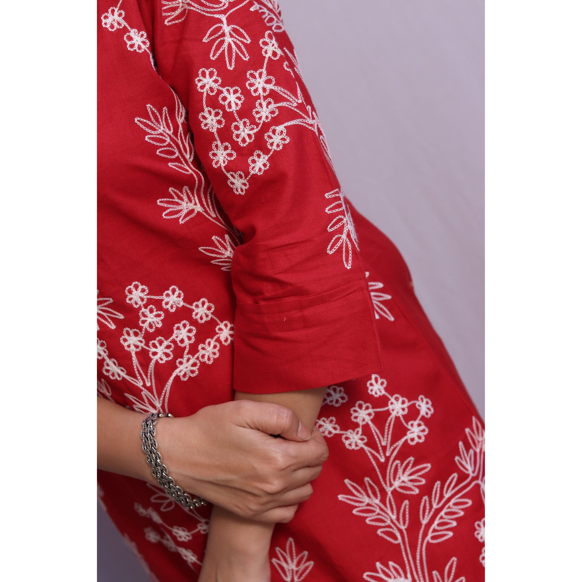 Red Embroidered Kurti 