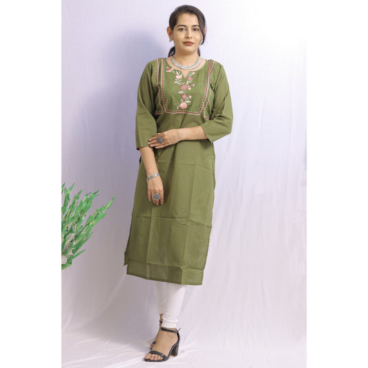 Mehndi Green Embroidered Kurti