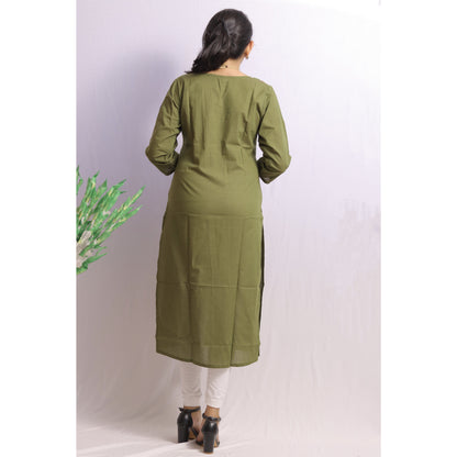 Mehndi Green Embroidered Kurti