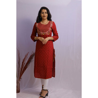 Maroon Embroidered Kurti