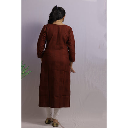Maroon Embroidered Kurti