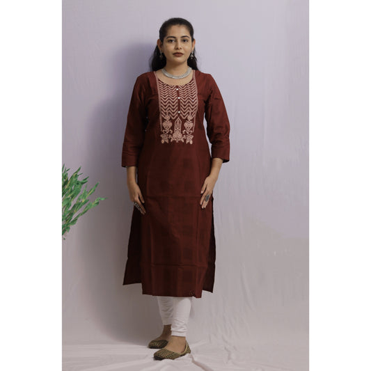 Maroon Embroidered Kurti
