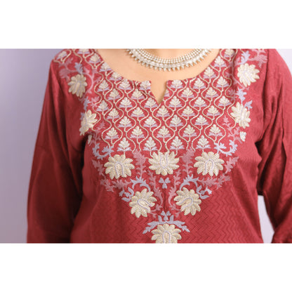 Magenta Embroidered Kurti